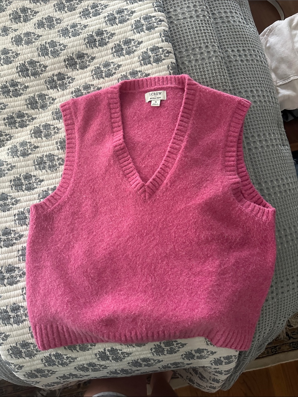 J. Crew Hot Pink V-Neck Wool-Blend Sweater Vest